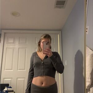 Gray Amazon waffle knit set